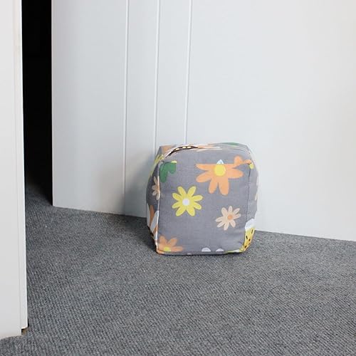 Vista 16 de Tope de puerta decorativo con peso, tope de puerta de tela con asa, cubo cuadrado resistente, protectores de pared para el hogar, oficina, A