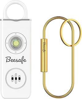 Beesafe 130dB Personal Alarms for Self Defence Security Police Approved Brass Keychain with 200 Lumen LED Light for Kids, Elderly, and Personal Safety, Personal Alarm, Key chains for Women