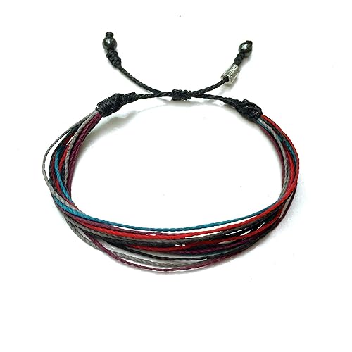 Miniatura 1 de Men's String Bracelet Woven Surf Rope Adjustable Bangle in Black Red Plum Turquoise and Gray Custom Sized for Men Teen Boys Guy Friend