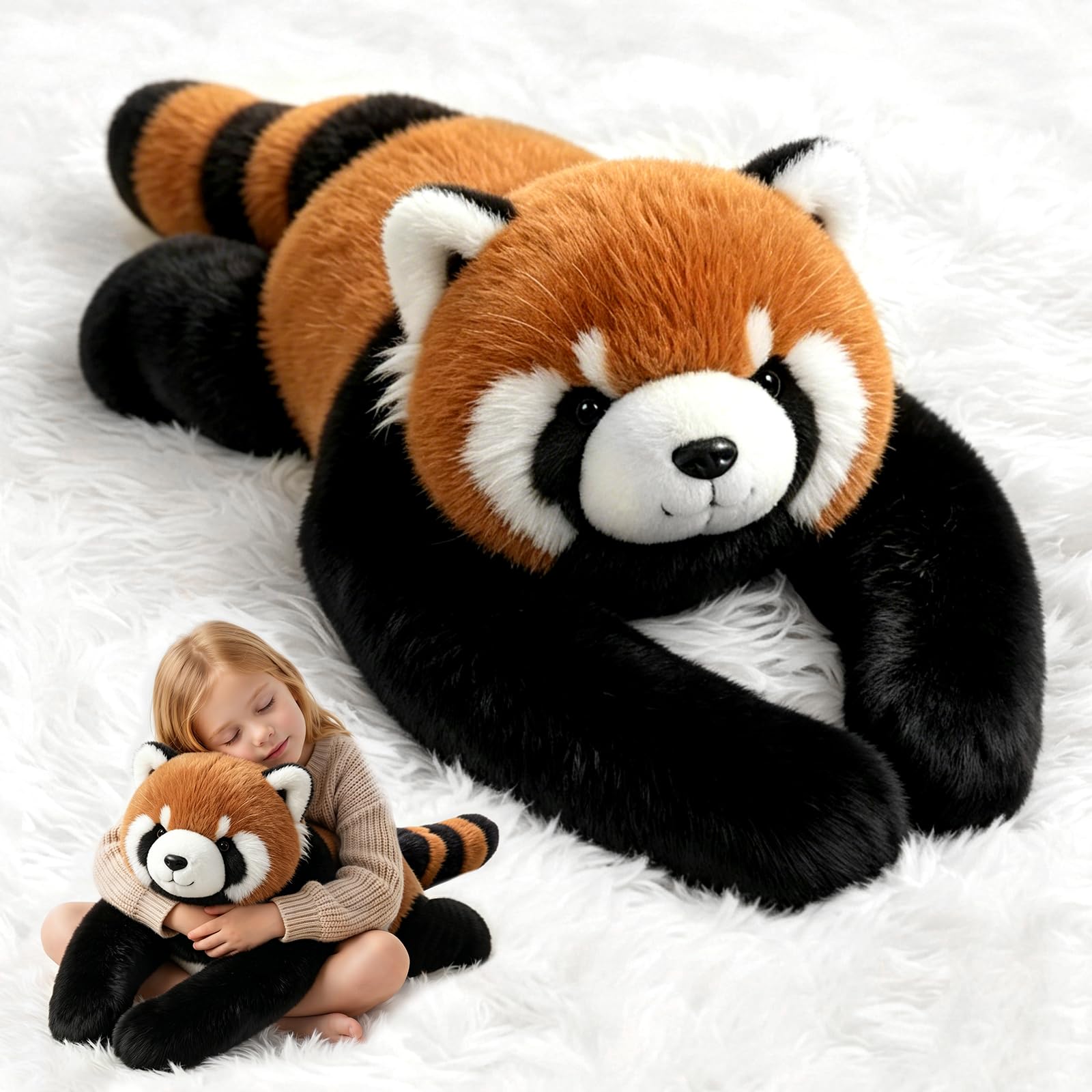 FUHSY Weighted Red Panda Plush Sensory Toy,43cm Small Stuffed Plushes Animals with Long Weighted Arms for Sleep Support,Red Panda Stuffed Plush Animals Toys Gift for Kids & Adults (Small)