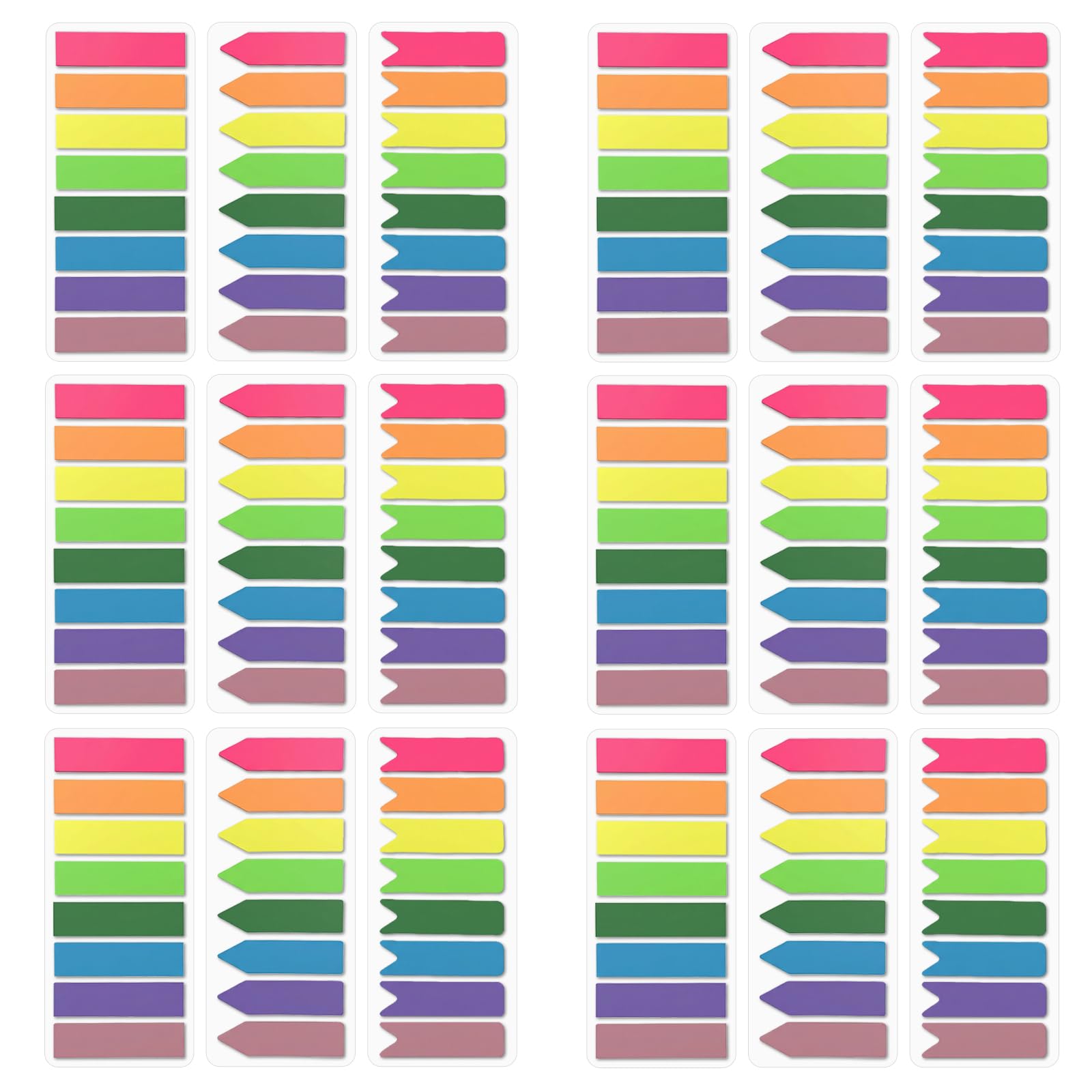 3600 Stück Sticky Notes Transparent Cute, 8 Colour Index Tabs