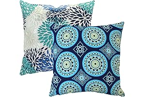 Weyon Zippered Outdoor Pillow Covers Waterproof Cushion Case Ideal for Porch Patio...
