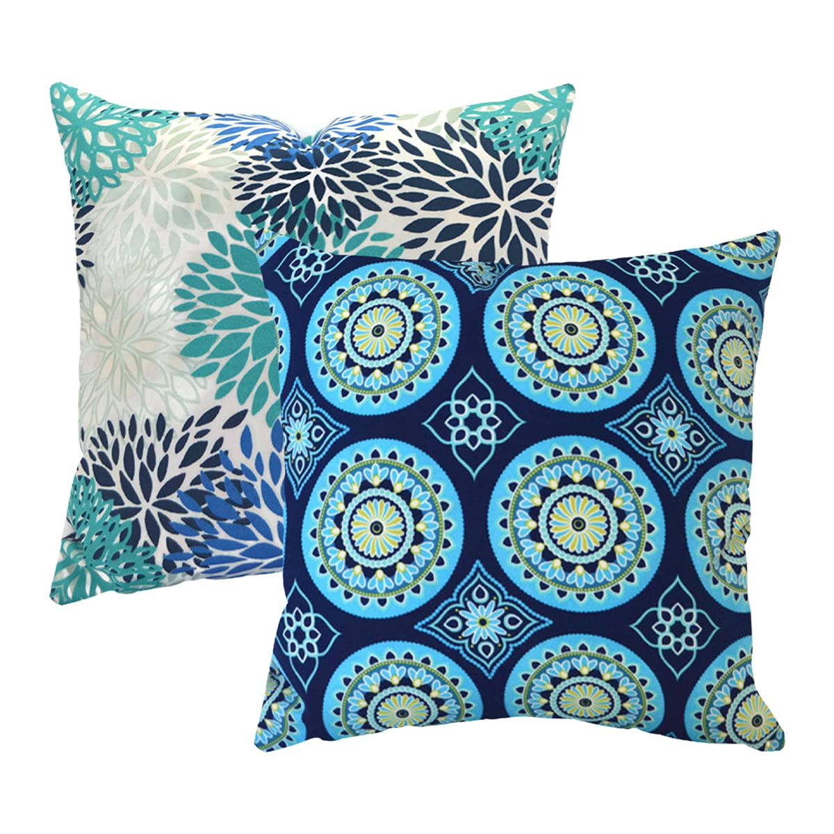 WEYONOutdoor Pillow Covers 18 x 18 Inch Indoor Decorative All Weather Throw Pillow Cover Cushion Case, Set of 2, Blue