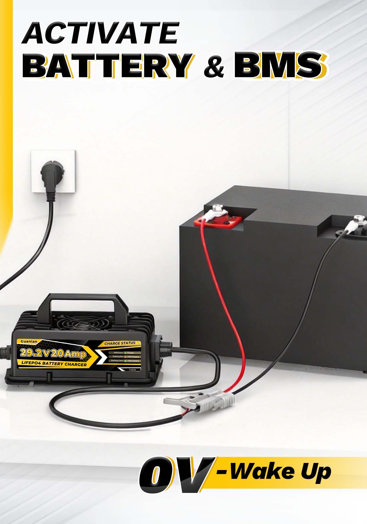 Caricabatterie Litio 29,2V 20A per Batterie LiFePO4 da 24V/25,6V, Impermeabile IP67 per Camper, Barca, Solare