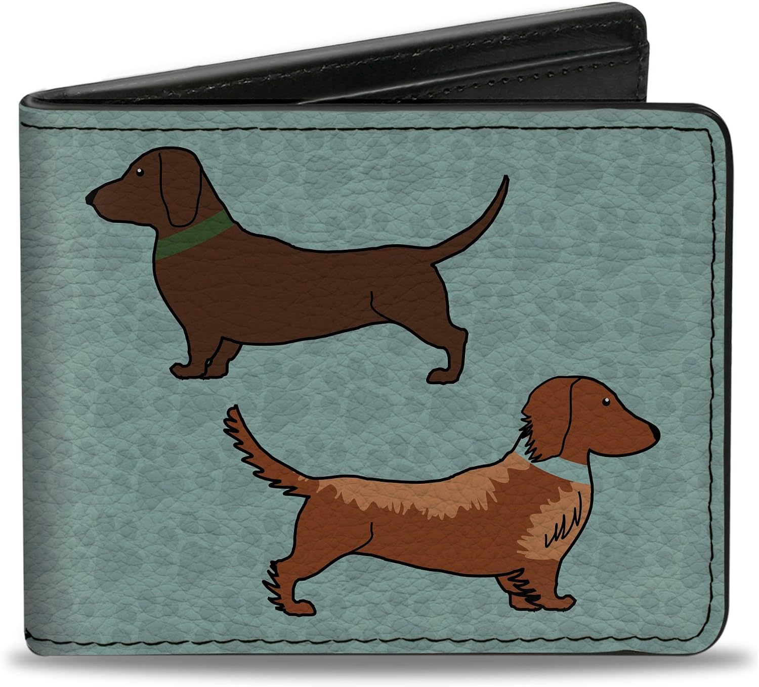 Buckle-Down Men's Bifold Wallet Dachshund Dog, 4.0" x 3.5" (WBF-PU-W33040)