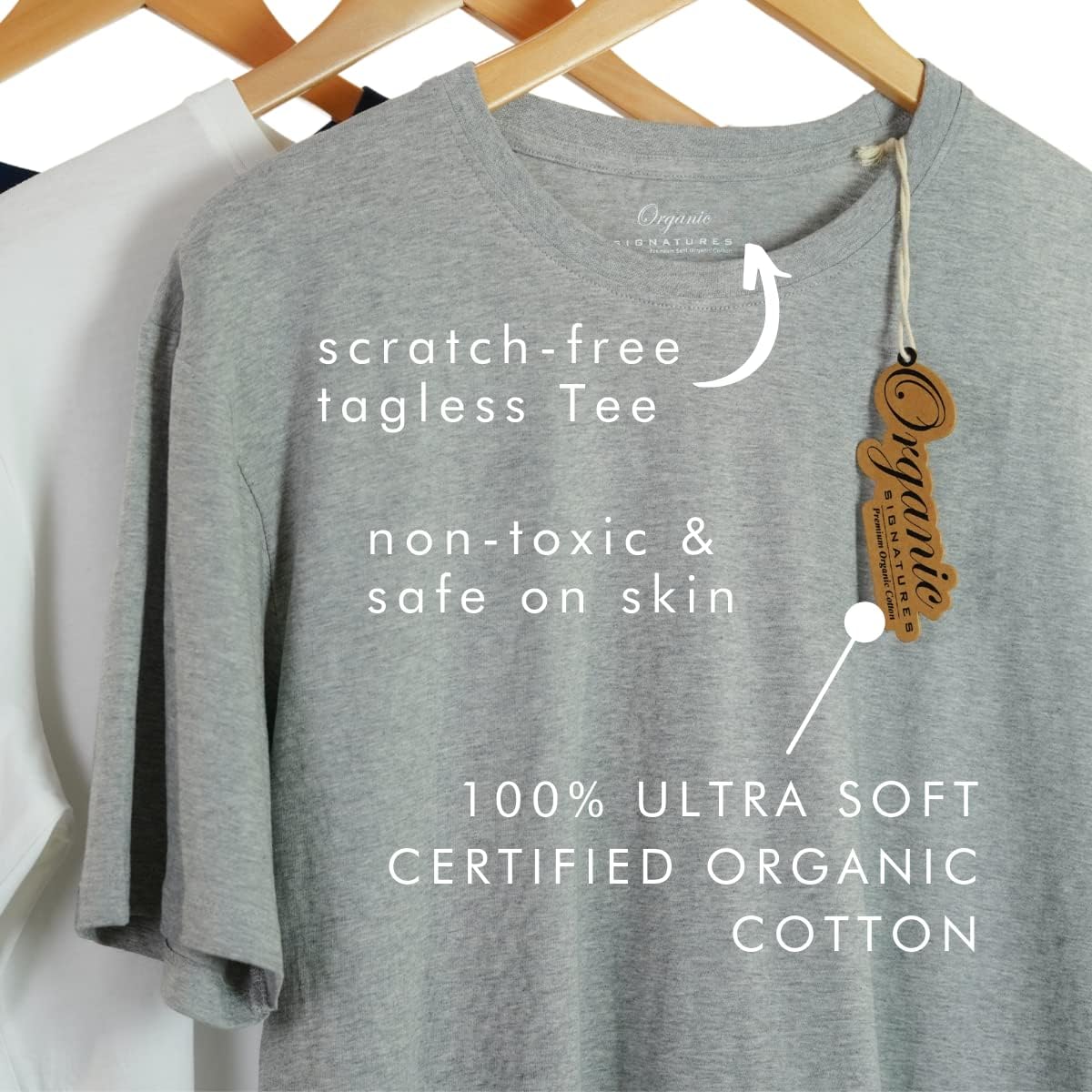 Organic Signatures Crewneck 100% Certified Organic Cotton, Soft Shirts for Men - Image 2