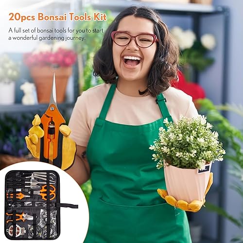 Miniatura 8 de Kit de herramientas para bonsái, juego de 20 herramientas de jardín para principiantes, regalo de jardinería para mujeres y hombres, incluye kit de