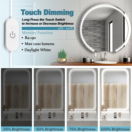 Miniatura 10 de Luces LED para espejo de tocador, 13.2 pies, 6000 K, luces de espejo adhesivas con adaptador de CA, control táctil, iluminación de maquillaje para