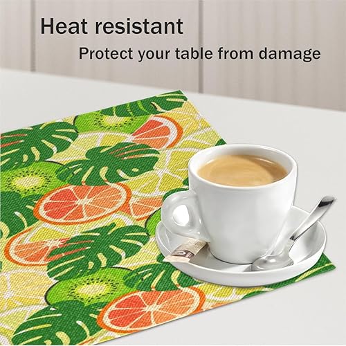 Miniatura 5 de Lemon Design Decor Placemats Set of 4 Table Mats Washable Placemat Waterproof Place Mats for Party Home Dining Table Decor 18x12 in