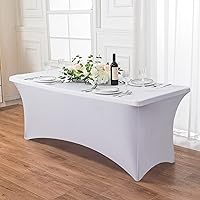 Vista 7 de Mantel de elastano de 6 pies, mantel elástico universal para mesas rectangulares, mantel elástico universal para mesa de patio para bodas