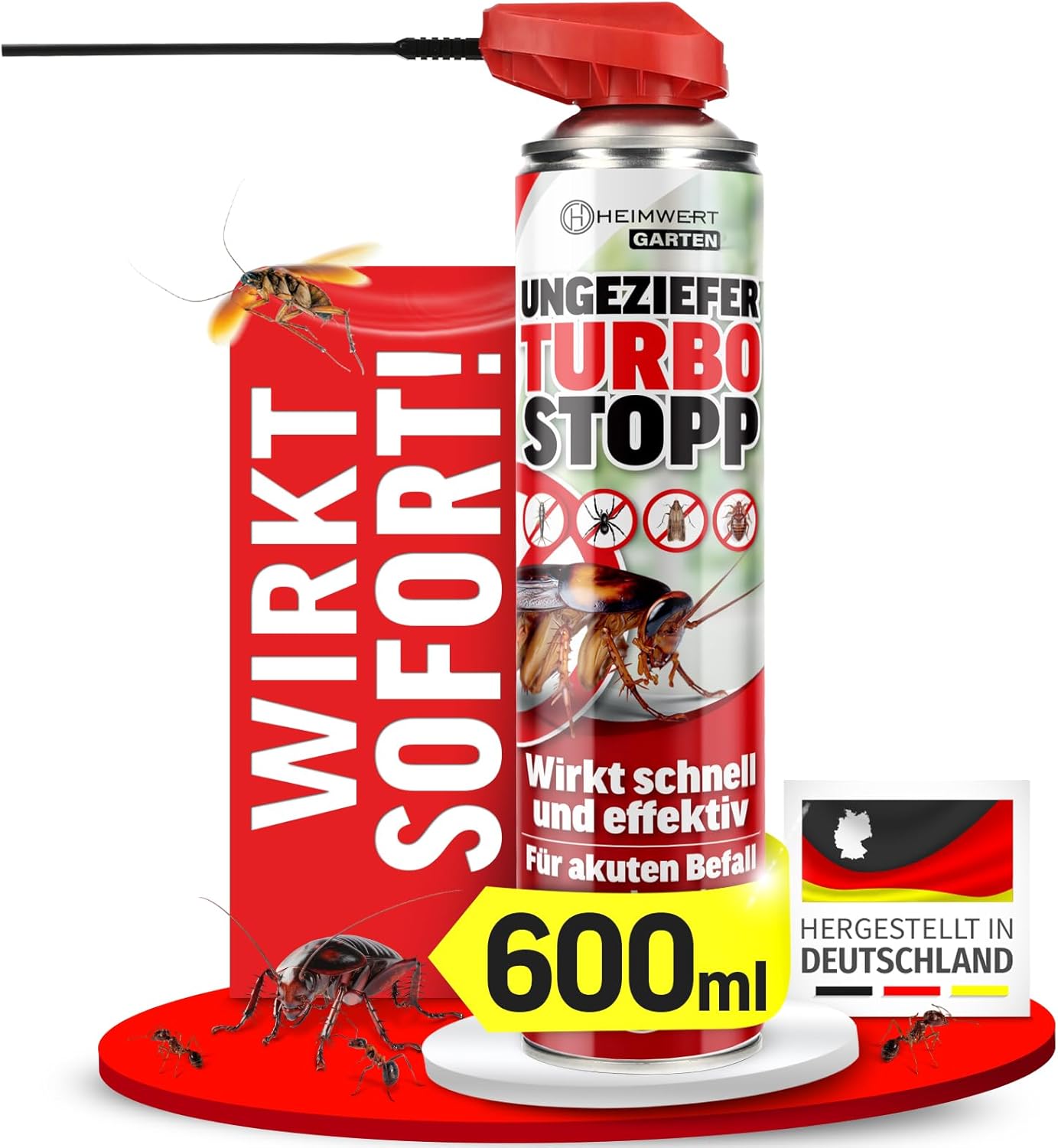 HEIMWERT Insect Spray Acute Against Bugs – Instant Effect with Long-Term Protection Against Ants, Mosquitoes, Flies, Silverfish, Spiders and much more – Spray for Home and Garden 600 ml (600 ml)