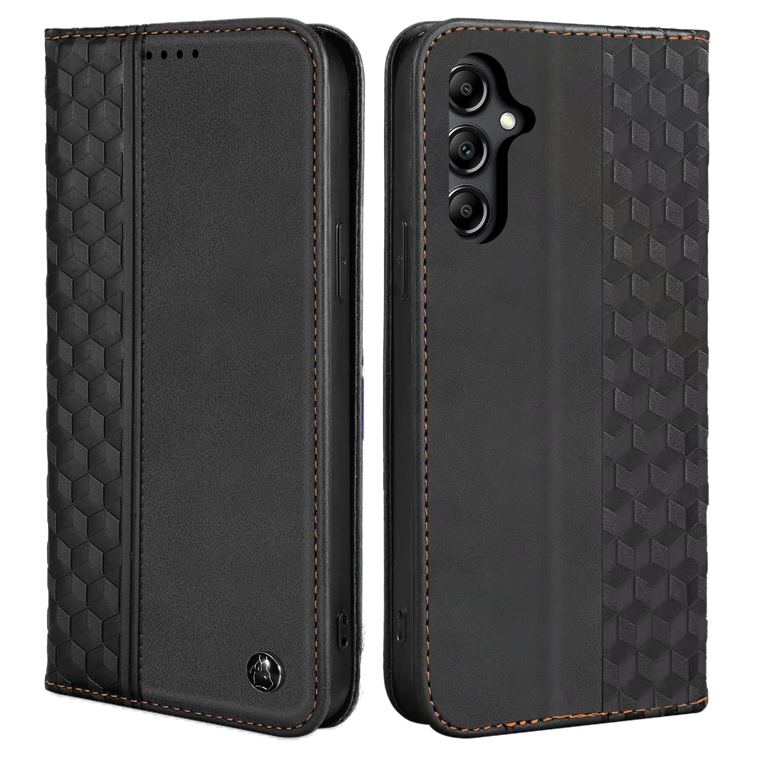 Case for Samsung Galaxy S25 5G Premium PU Leather Flip Folio Galaxy S24 Wallet Case with Card Slots Strong Magnetic Stand Soft TPU Shell Phone Book Cover -Black