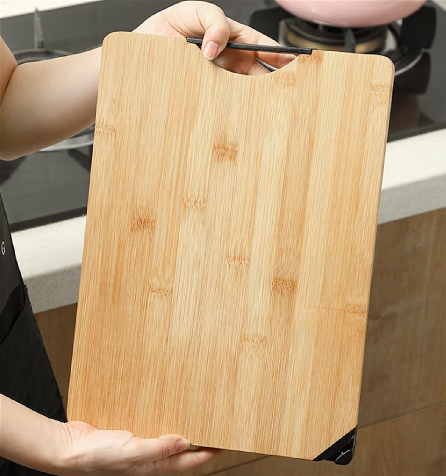 Tabla de Corte Profesional Tablas De Cortar De Bambú Para La Cocina, Tabla De Cortar Con El Bloque De Bambú Del Carnicero De La Tabla De Cortar De La Piedra De Afilar Resistente y Antideslizante(32*45