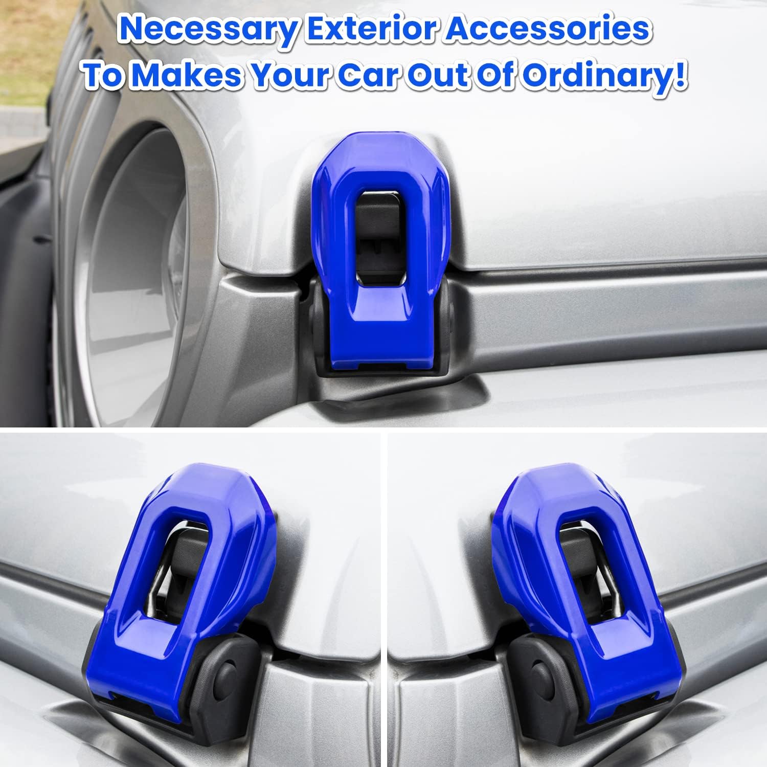 Hood Latch Lock Catch Brackets Cover for 2018-2022 Jeep Wrangler JL JLU Unlimited Sports Freedom Sahara Rubicon Gladiator JT 2-Door & 4-Door Exterior Accessories Decoration (Blue 2PCS)
