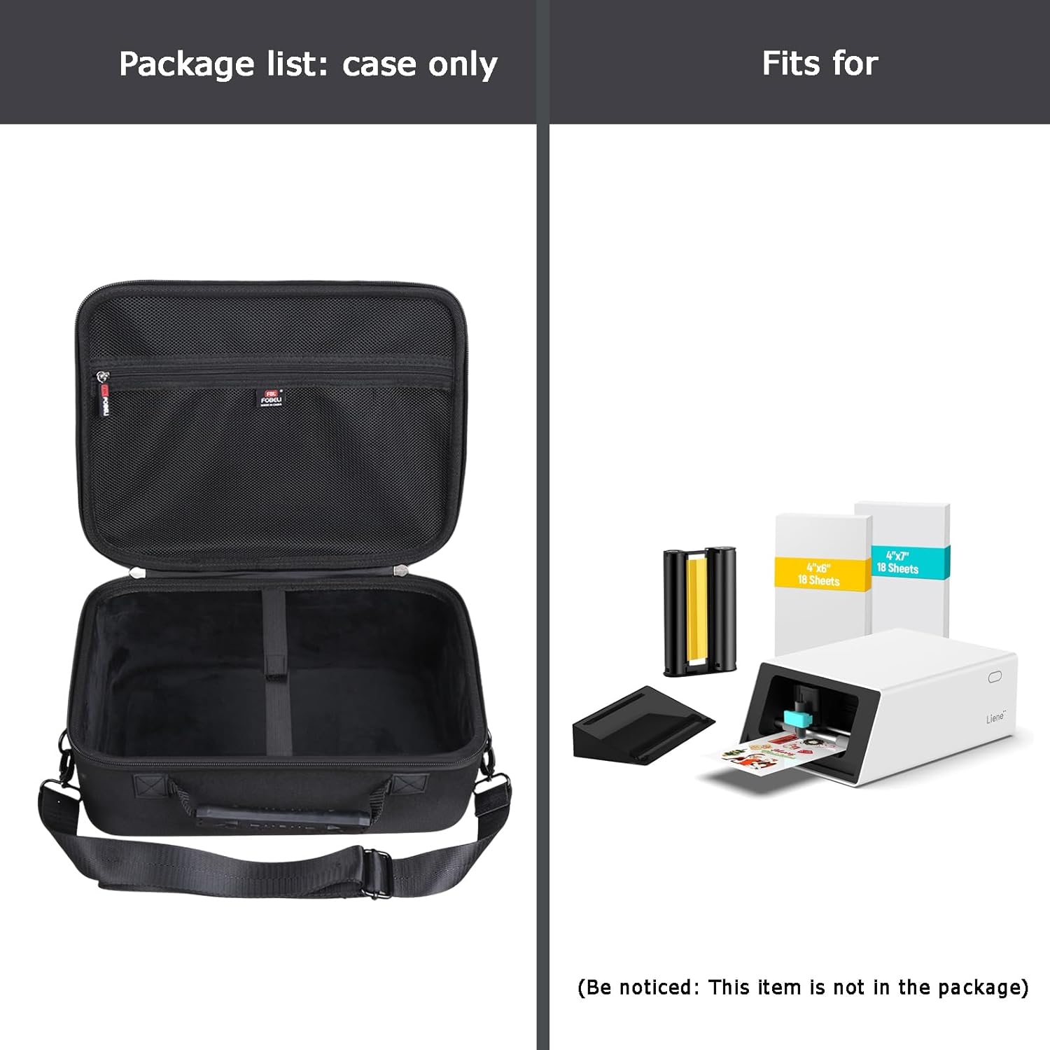 FBLFOBELI Hard Storage Case Compatible with Liene PixCut S1 Color Sticker Printer & Die Cutting Machine, EVA Hard Carrying Case with Shoulder (Black, Case Only) - Image 7