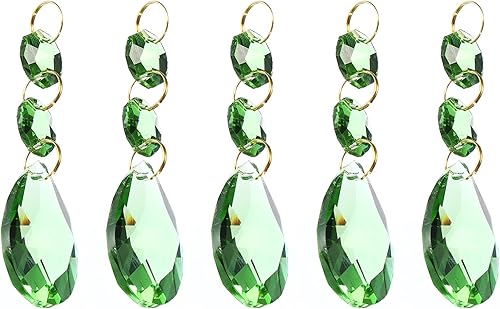Miniatura 1 de PATIKIL Lágrima de cristal transparente, paquete de 5 prismas de araña de 1.496 pulgadas, cuentas colgantes con cuentas octogonales de 0.555