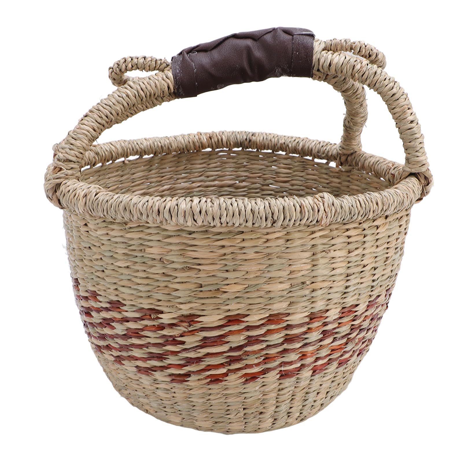 Jeffergarden Kosz Piknikowy, Ręcznie Tkany Kosz do Przechowywania Trawy Morskiej z Uchwytem, ​​25 X 27 X 16 Cm Lekka Konstrukcja do Przenoszenia, Rustykalny Organizer na Kemping, Wędkarstwo, Pikniki