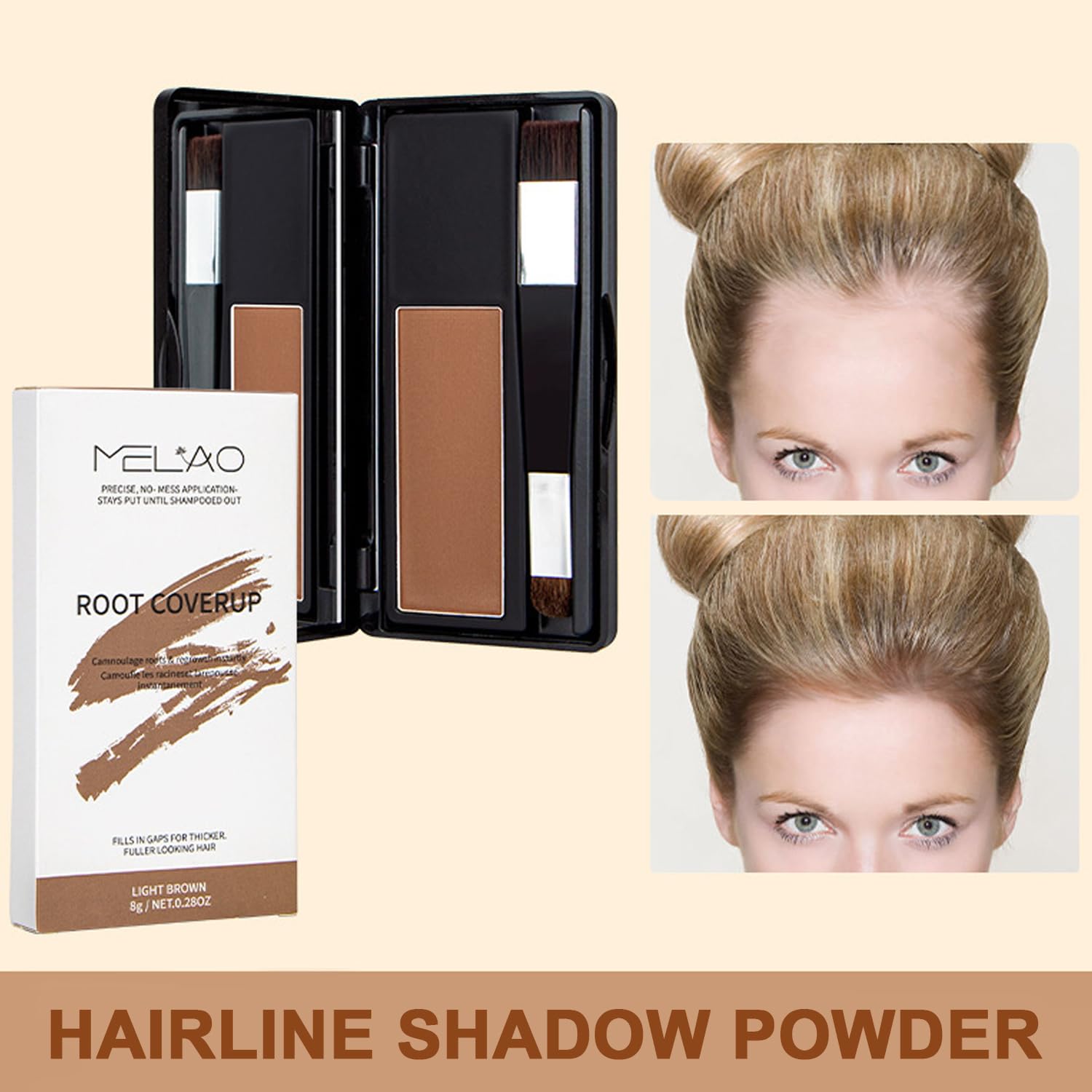 Root Cover Up Medium Brown, Root Cover Up Hairline Powder for Thin Hair Hairline Powder, Root Touch Up Hair Powder - Image 4