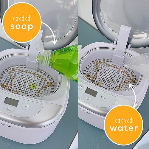 Miniatura 3 de Beurer Limpiador ultrasónico profesional con temporizador digital para joyas, anillos, monedas, blanco, 18.5 onzas líquidas