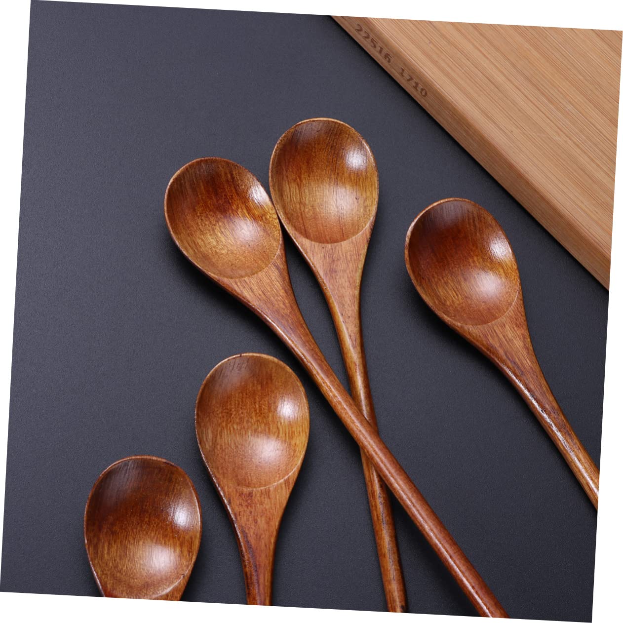 Cabilock 15 Piezas Cuchara De Madera De Cocina De Madera Para Comer Cuchara De Miel De Madera De Cocina De Cafe Manejar Comiendo Café Mango Largo
