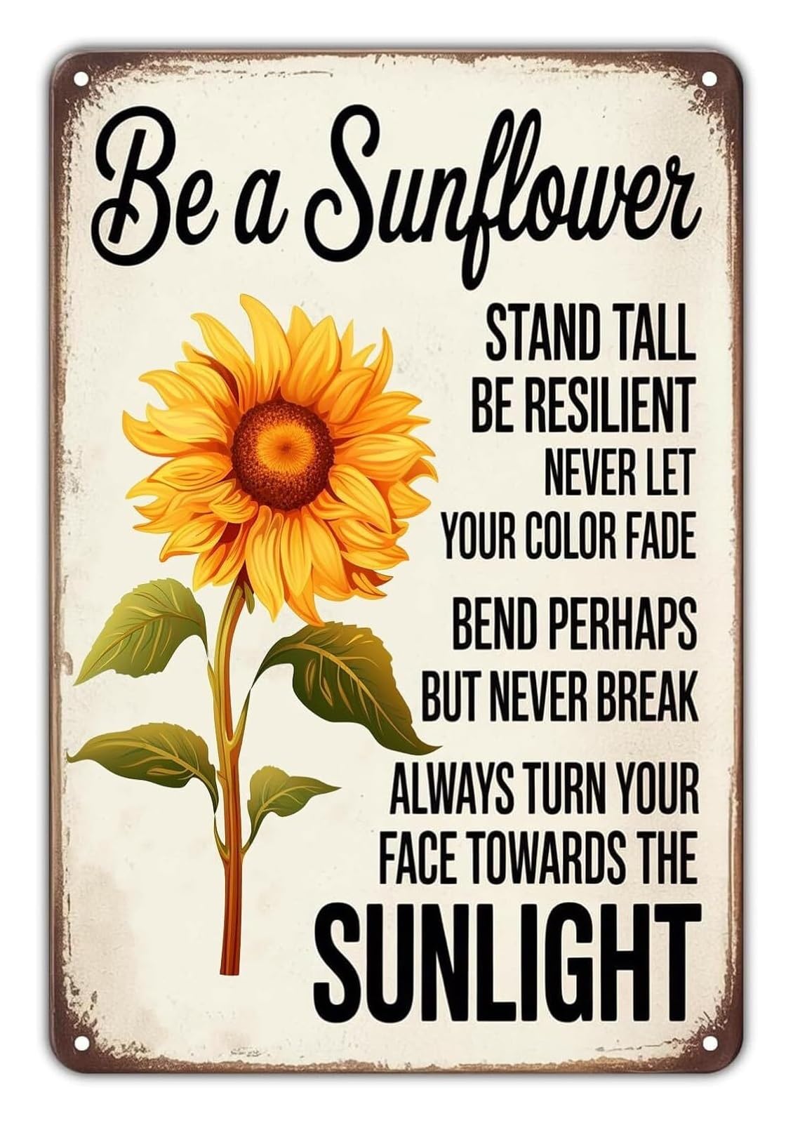 Mqxfczux One Color Motivational Sunflower Art Vintage Tin Sign Rustic Farmhouse Style Wall Decor With Uplifting Message For Home Gift 8 X 12 Inch