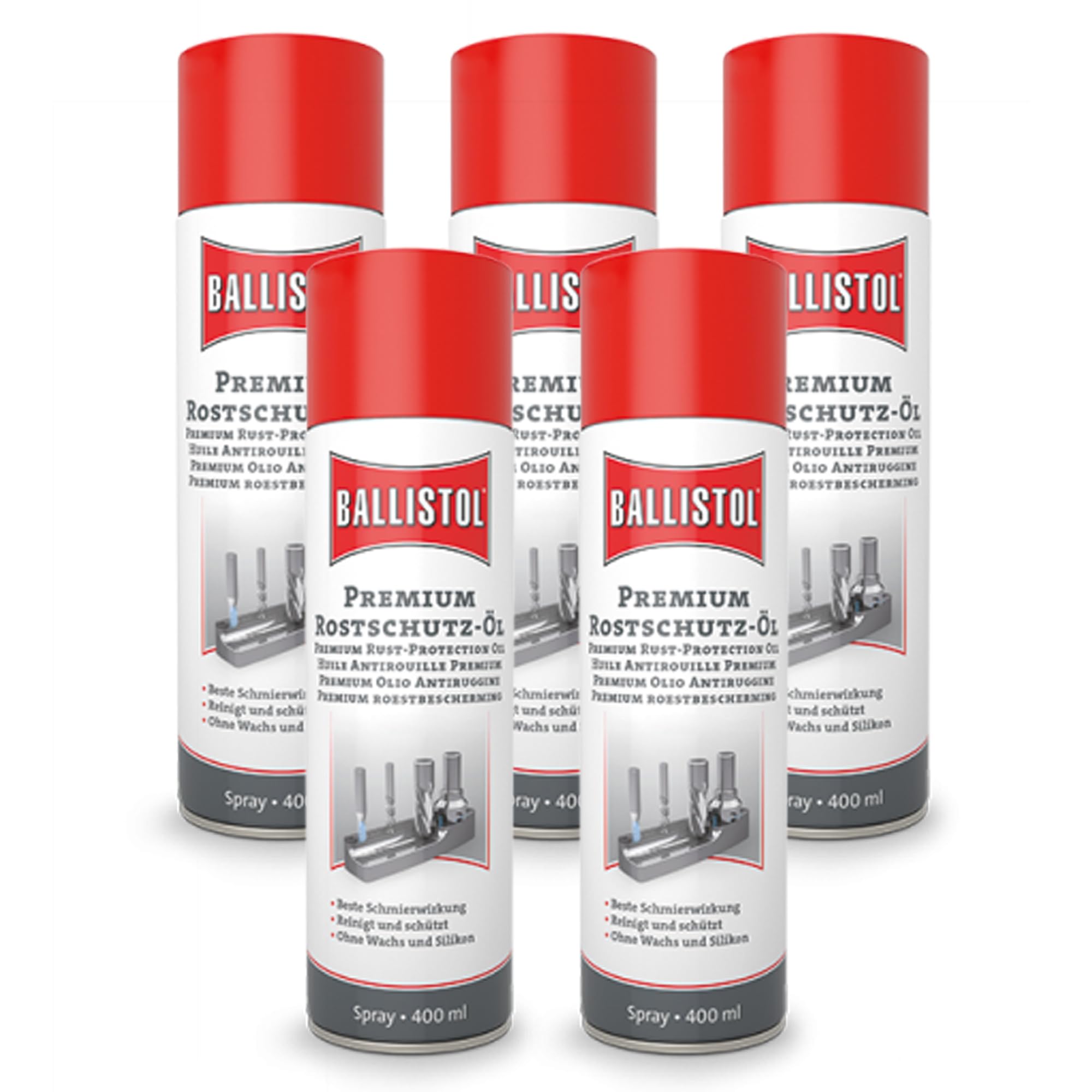 ELITE BBQ passend für Ballistol Premium-Rostschutz-Öl Spray 5er Set 5x 400ml – XXL Sparpack – Extrem-Korrosionsschutz für Metalle – Salzwasserbeständig & Verharzt nicht – Schmiermittel & Kriechöl