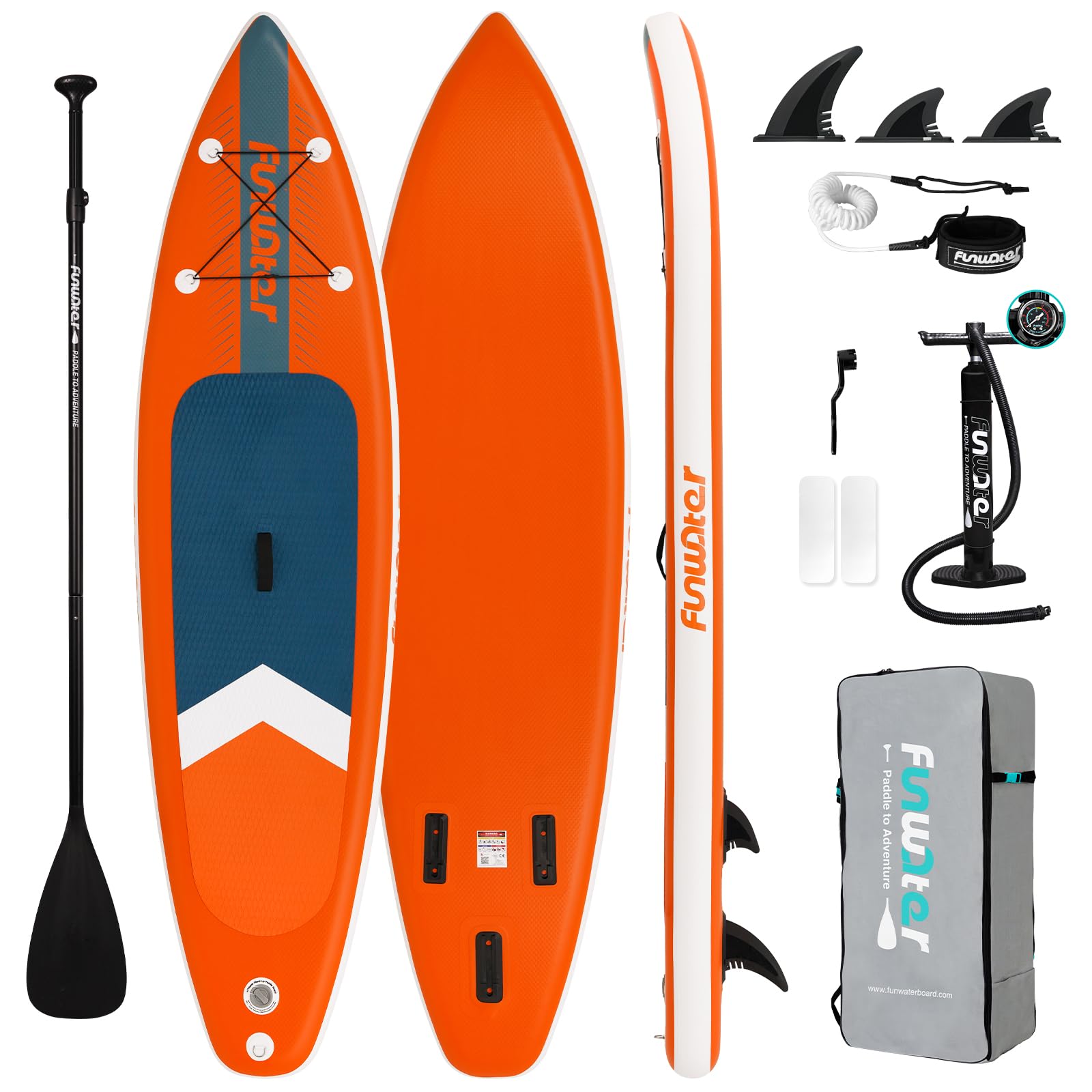 FunWaterSUP Inflatable Stand Up Paddle Board 10'x31''x6'' Ultra-Light Inflatable Paddleboard with ISUP Accessories,Fins,Adjustable Paddle, Pump,Backpack, Leash