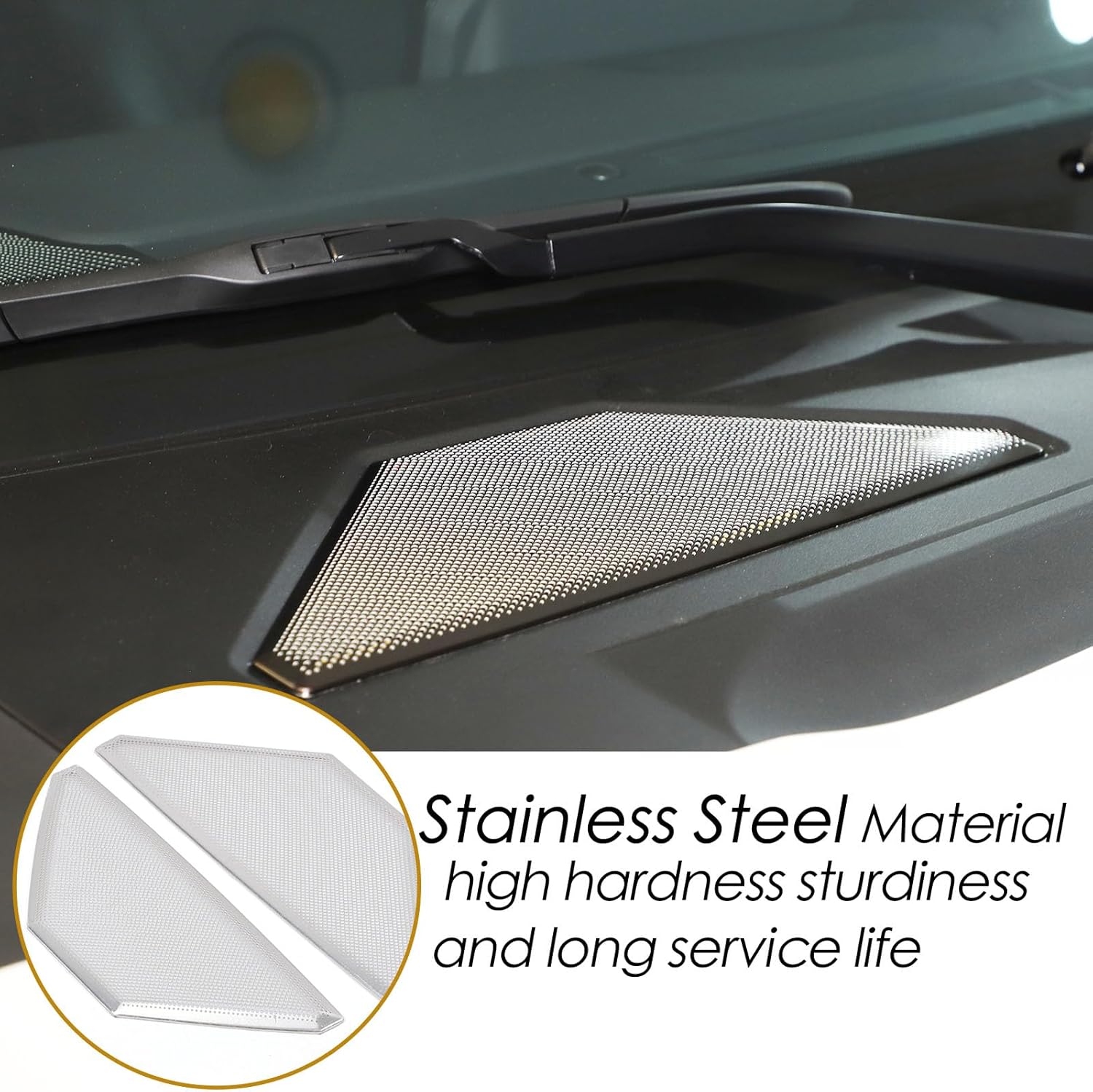 Exterior Hood Vent Air Outlet Cover Trim Compatible with Toyota Land Cruiser 250 Prado J250 LC250 2024 2025 2026 Stainless Steel Car Front Hood Air Vent Dust Protective Cover (Black)