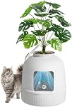 Lifewit Cat Litter Box, Litter Box with Faux Plant & Scoop, Cat Litter Box Enclosure in Living Room, Bedroom, Corner, Hidden Litter Box with Carbon Filter, Black