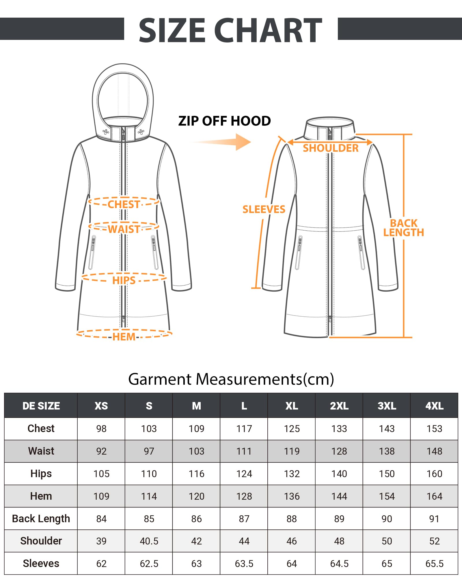 Outdoor Ventures Giacca da donna softshell lunga con cappuccio, foderata in pile, antivento, impermeabile