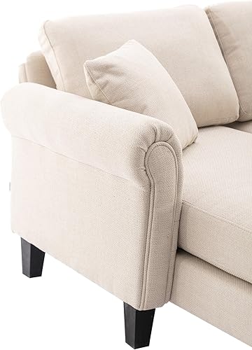 Miniatura 8 de Sofá modular en forma de U de 108 pulgadas, sofá modular de lino de 6 asientos con diván y funda extraíble, moderno sofá esquinero con otomana para