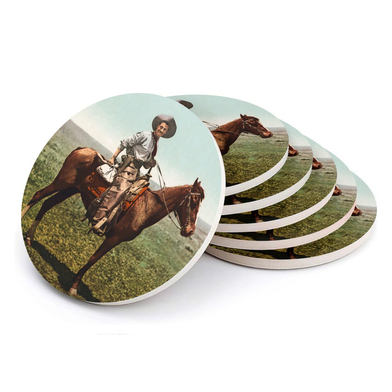 Sous-verre ronds en céramique vintage à offrir pour passionné de cheval