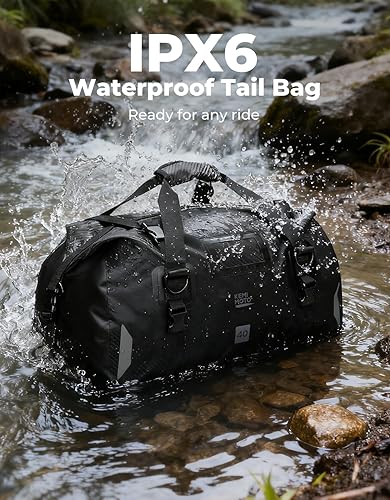 Miniatura 2 de KEMIMOTO Bolsa seca impermeable para motocicleta, equipaje suave, 40 L65 L, gran capacidad con 4 correas de liberación rápida, a prueba de polvo