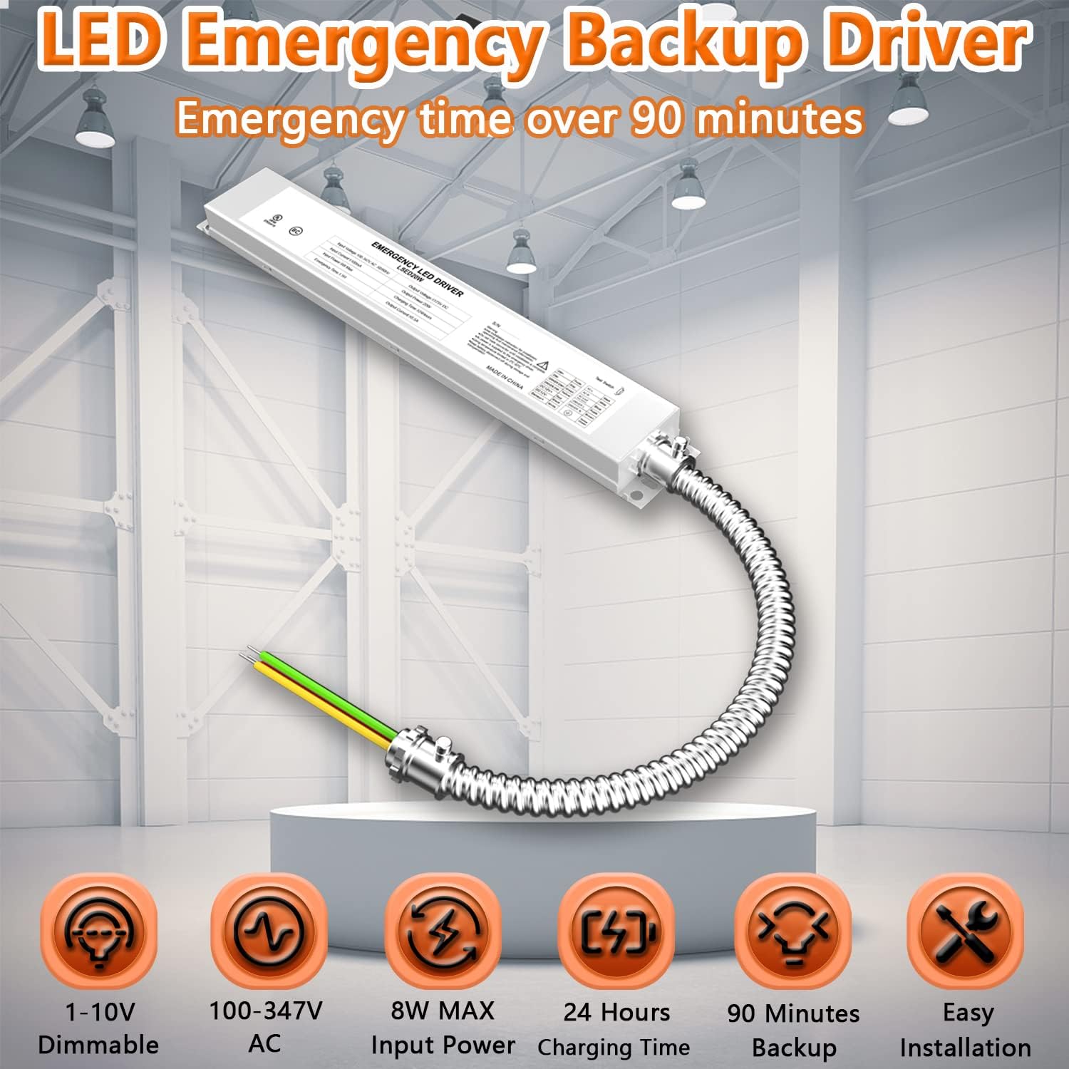 20W LED Emergency Backup Driver, Emergency Time Over 90 Minutes, 100V-347V AC 175V DC, Rechargeable UL Listed LED Backup Battery for Recessed Light, Panel Light, 5 Year Warranty (5-Pack)