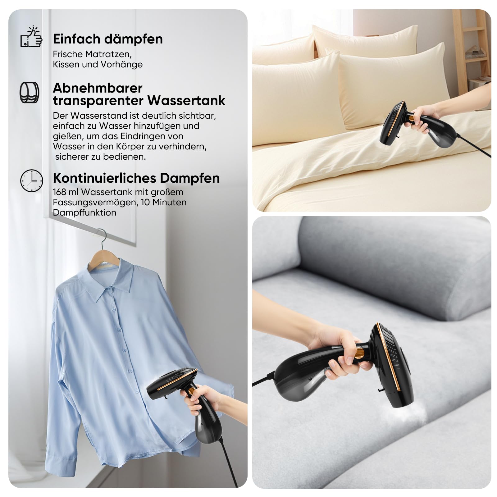 Steamer Dampfglätter 1500W - 25g/min Dampf, Faltbar Für Reise & Zuhause - Kein Bügelbrett Nötig