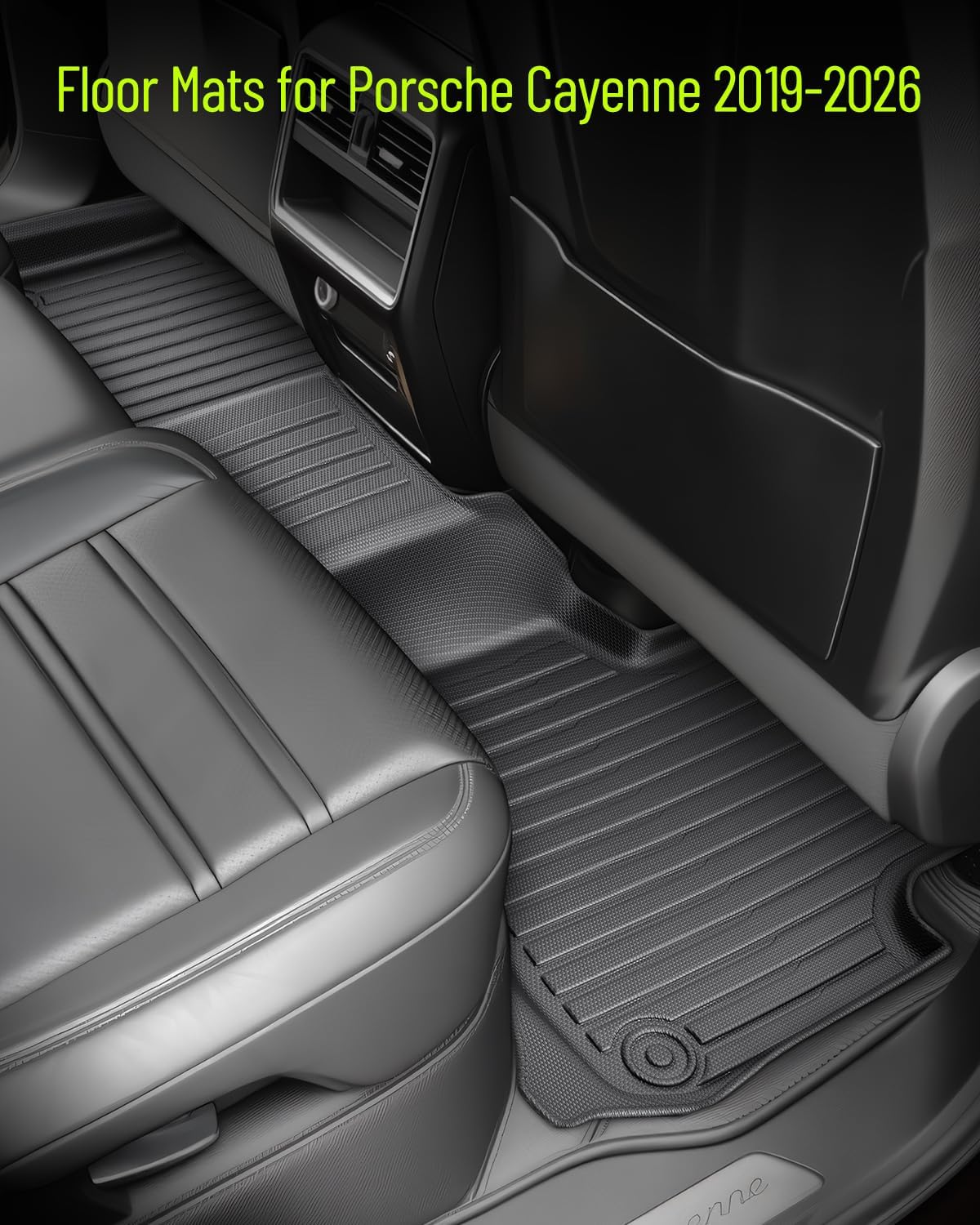 Floor Mats for Porsche Cayenne 2019-2025 2026, All Weather Cargo Liner for Cayenne, Custom Fit TPE Rubber Car Floor Liners with Trunk Mat, 4PCS Set Black Waterproof Interior Protection Car Accessories