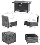 Tangkula 9 Ensemble de meubles en patio-rattan, ensemble de canapés sectionnels patiojoy avec table de four, boîte de rangement, table à café, kit de conversation en osier 42” ETL Tableau approuvé pour les incendies de propane
