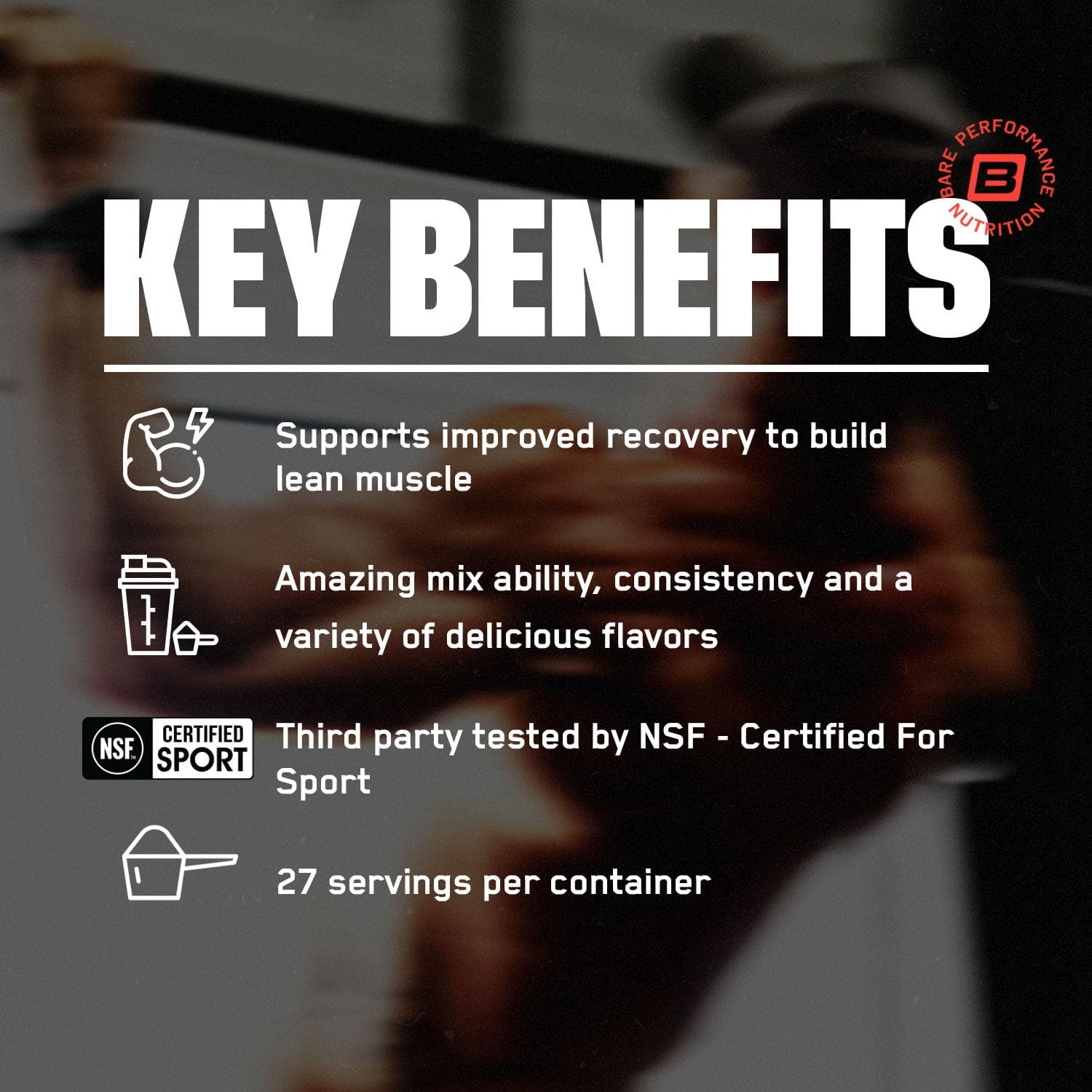 BARE PERFORMANCE NUTRITION, BPN Whey Protein + Casein Protein Powder Blend, Chocolate Peanut Butter, 25g Protein per Serving Supports Lean Muscle Recovery, 27 Servings, Third Party Tested