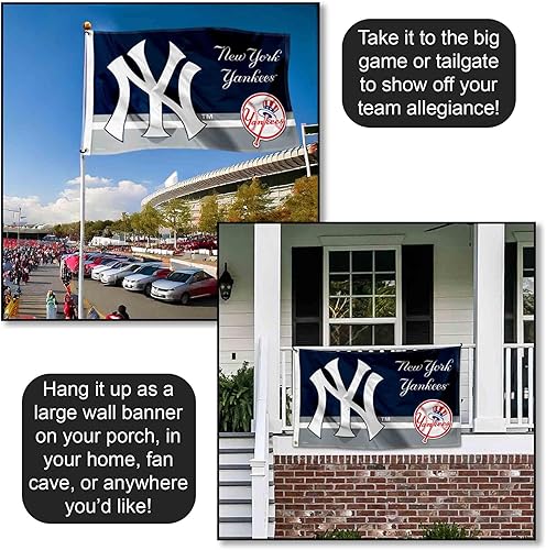 Miniatura 4 de WinCraft Bandera de NY Yankees Logo Insignia de 3 x 5 pies con ojal