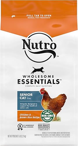 NUTRO WHOLESOME ESSENTIALS Alimento seco natural para gatos receta de pollo y arroz integral croquetas bolsa de 5 libras