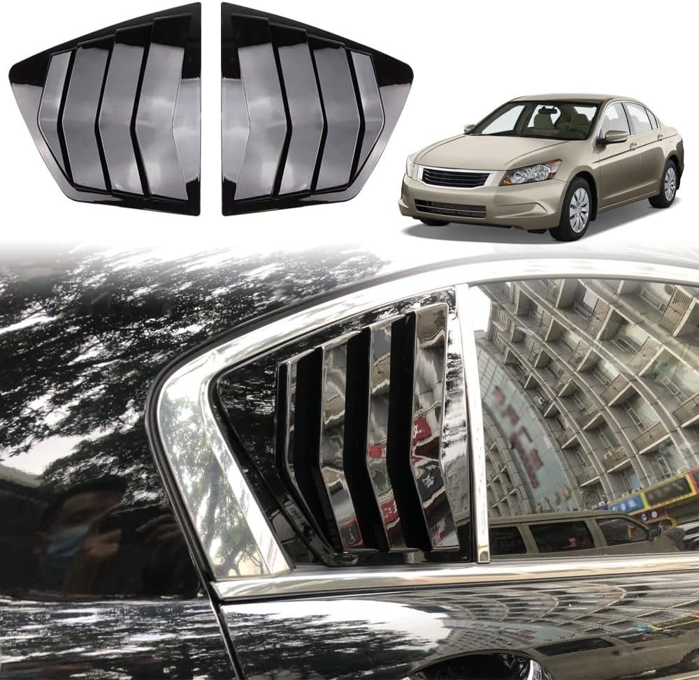 Window Louvers Fits for 9th Gen Honda Accord Sedan 2013-2017 Accessories Rear Side Window Louvers Windshield Sun Shade Cover Auto Exterior Decoration Trim Accessories(Glossy Black)