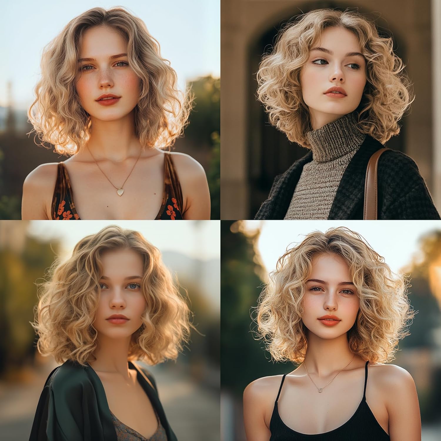 Ombre Blonde Short Wavy Human Hair Wigs for Women Shoulder Length Curly Bob Wig Capless Lightweight Natural Look for Daily Party Use (Blonde) - Image 3