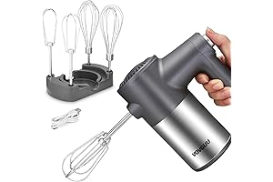 Cordless Hand Mixer with Digital Display, 7-Speed Rechargeable, Type-C Charging