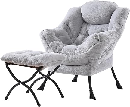 Lazy Chair with Ottoman,Comfy Accent Living Room Chair with Footrest Set