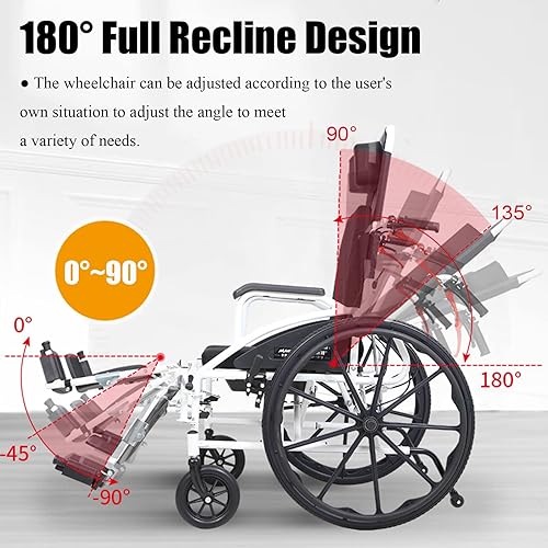 Miniatura 3 de Bueuwe Silla de ruedas ligera plegable de transporte, sillas de ruedas autopropulsadas ultraligeras para adultos, silla de ruedas manual plegable