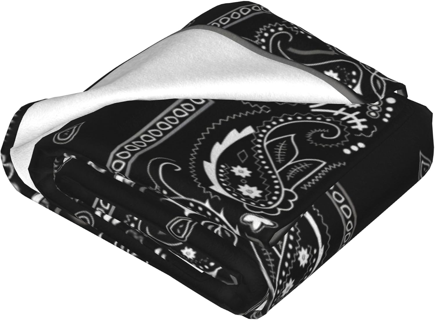Generic Colorful Paisley Black Bandana Blanket for Girls Boys Throw Bedding Room Decor Flannel Blankets for Couch Bed 80"X60"