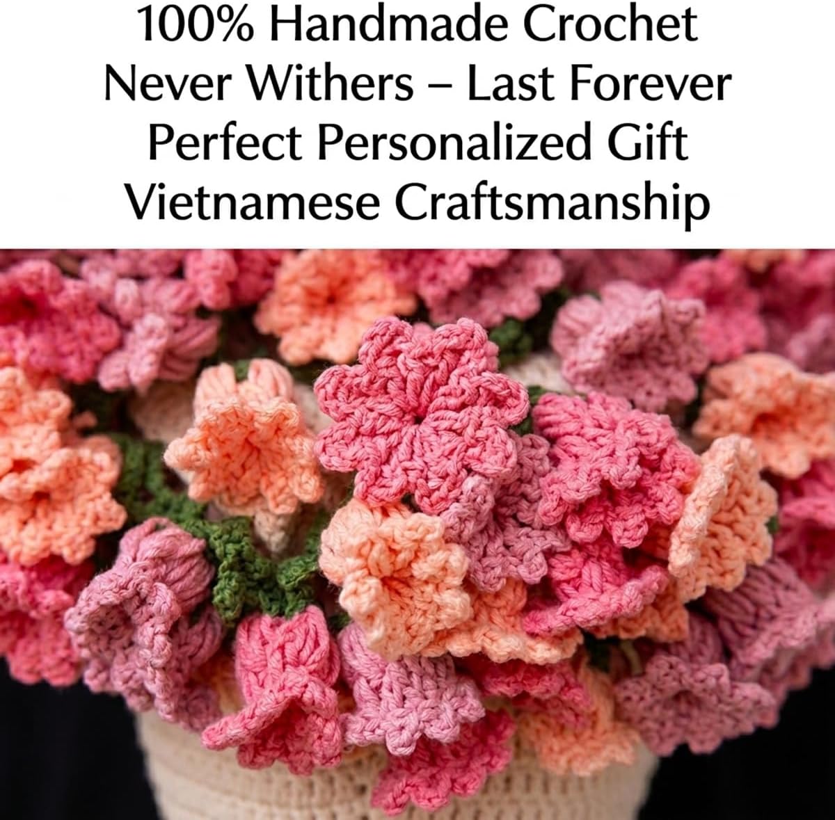 Personalized Crochet Flower Blanket Gift – Custom Crochet Flower Bouquet Blanket with Name, Finished Crochet Lily of the valley Gift For Mom, Mother'day, Valentine’s Day, Graduation Gift