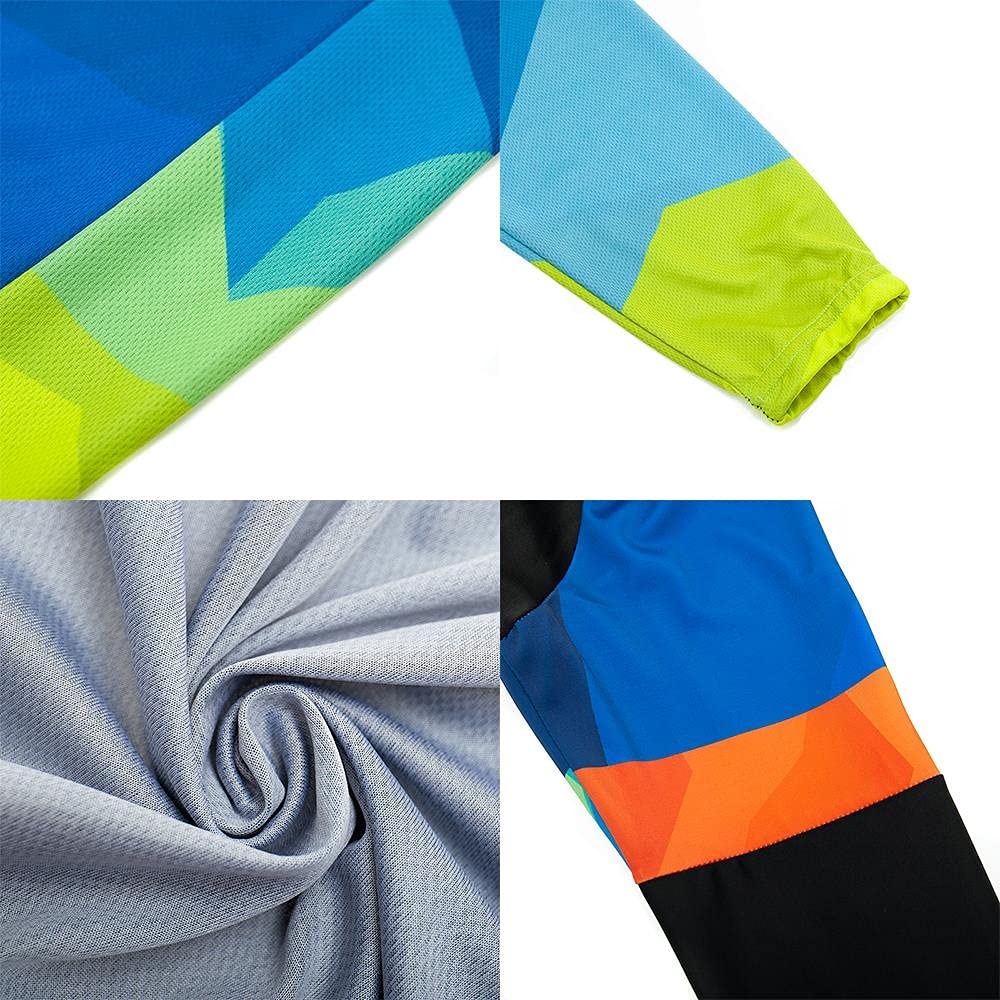 Moxilyn Radtrikot Set Herren Fahrradtrikot, Langarm Set mit 20D-Gel-gepolsterten Langarm Trägerhose Radhose, Atmungsaktiv Elastische Schnell Trocknend Fahrradbekleidung Set für Radfahren MTB