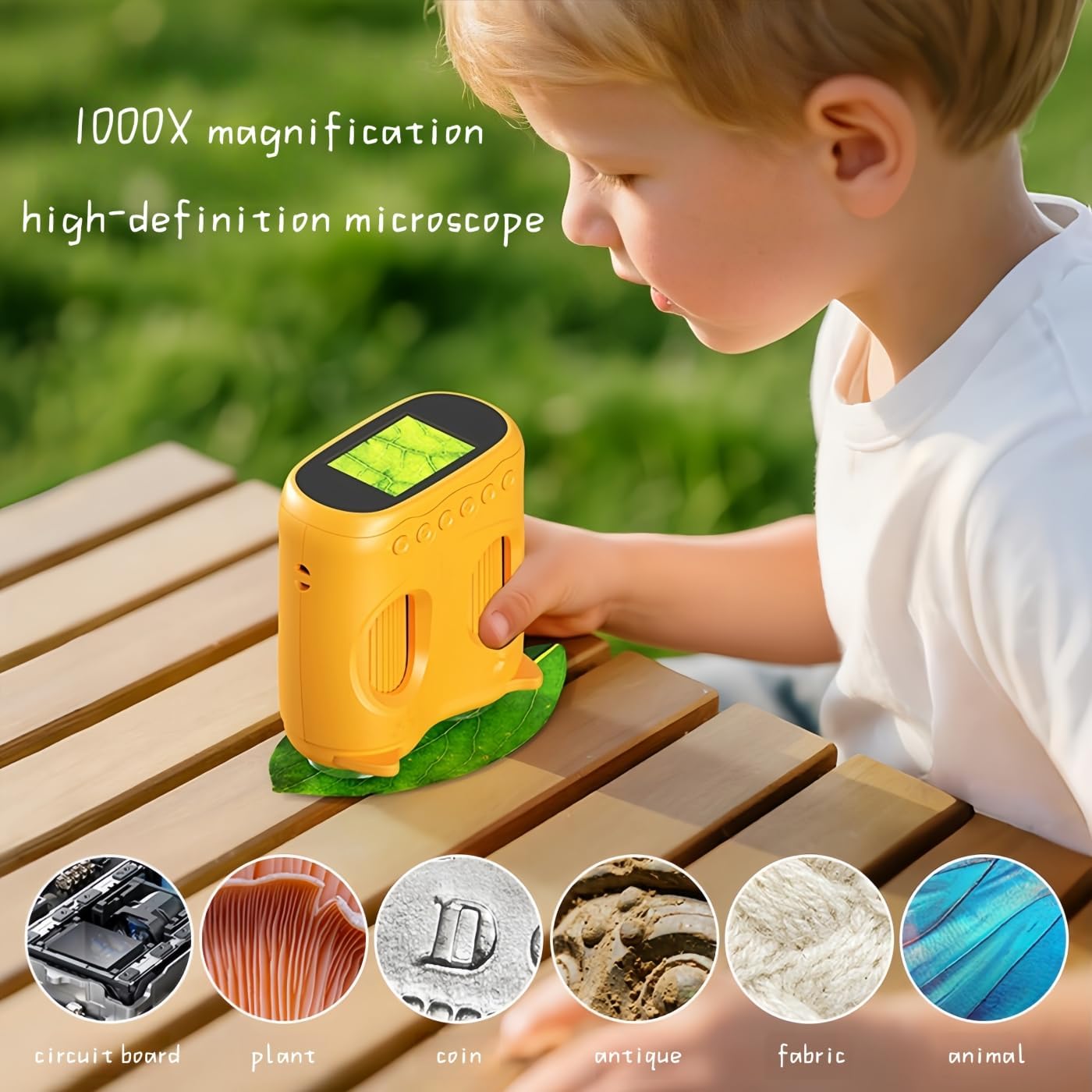 1000x Handheld Microscope and Telescope, Wonder Quest Digital Magnifying Glass in One, 2.0 IPS Screen, Portable Mini Microscope Suitable for School, Laboratory, andTravel, Type-C (Blue)
