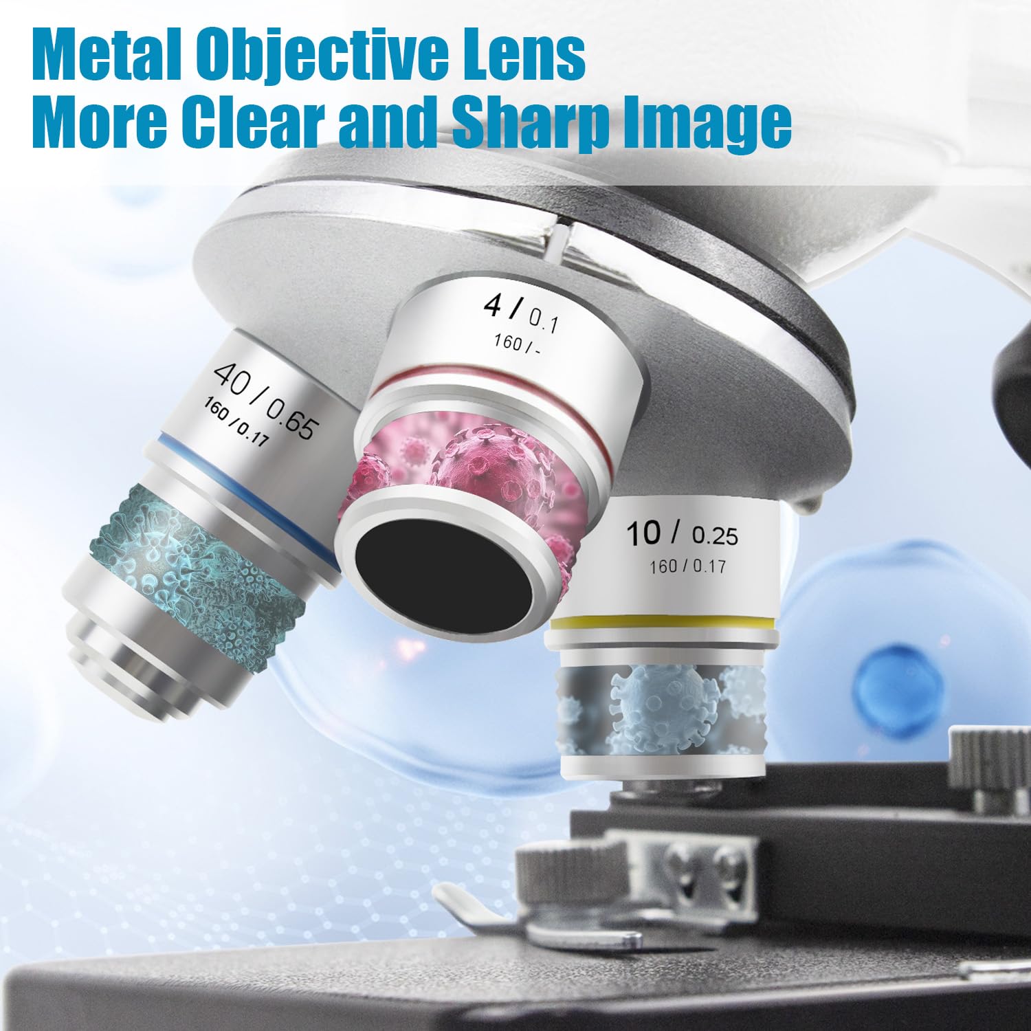 Microscopio binoculare composto 40X-2000X, WF10X WF25X con Lame di Microscopio (30 pezzi), Platino meccanico, per la scuola, il laboratorio, l'educazione domestica per gli studenti adulti